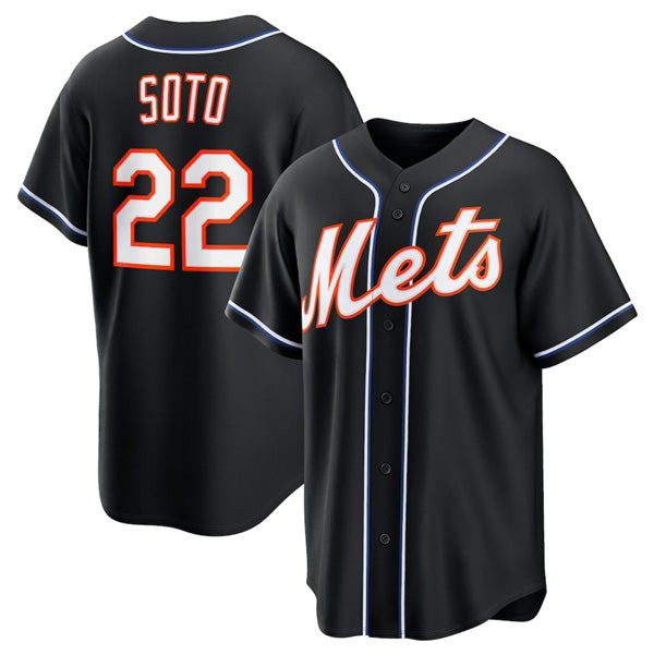 Boles  New York Mets #22 Juan Soto 2026 Black  Out Stitched Jersey