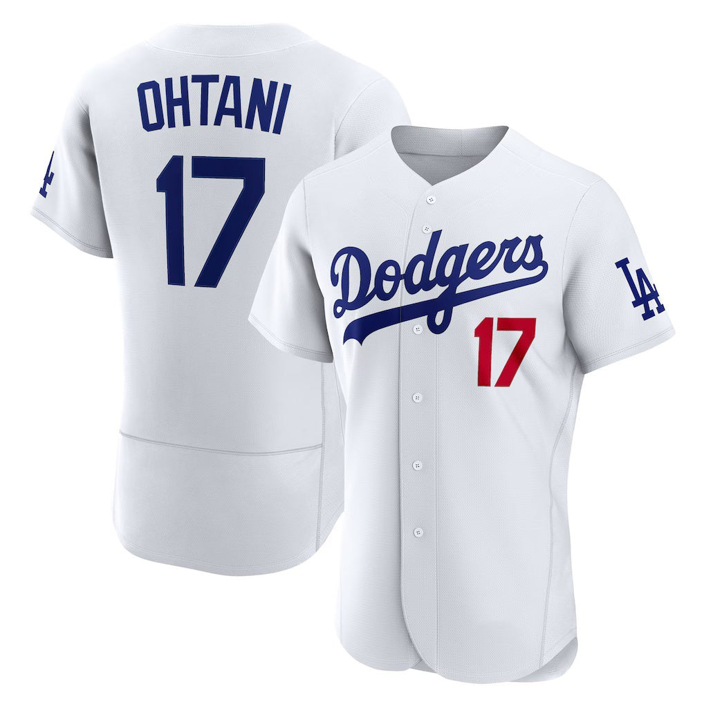 Boles Los Angeles Dodgers #17 Shohei Ohtani White  Home Authentic Jersey