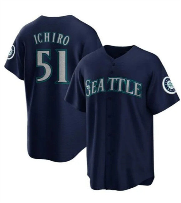 Boles Seattle Mariners #51 Ichiro Suzuki Navy  Cool Base Stitched Jersey