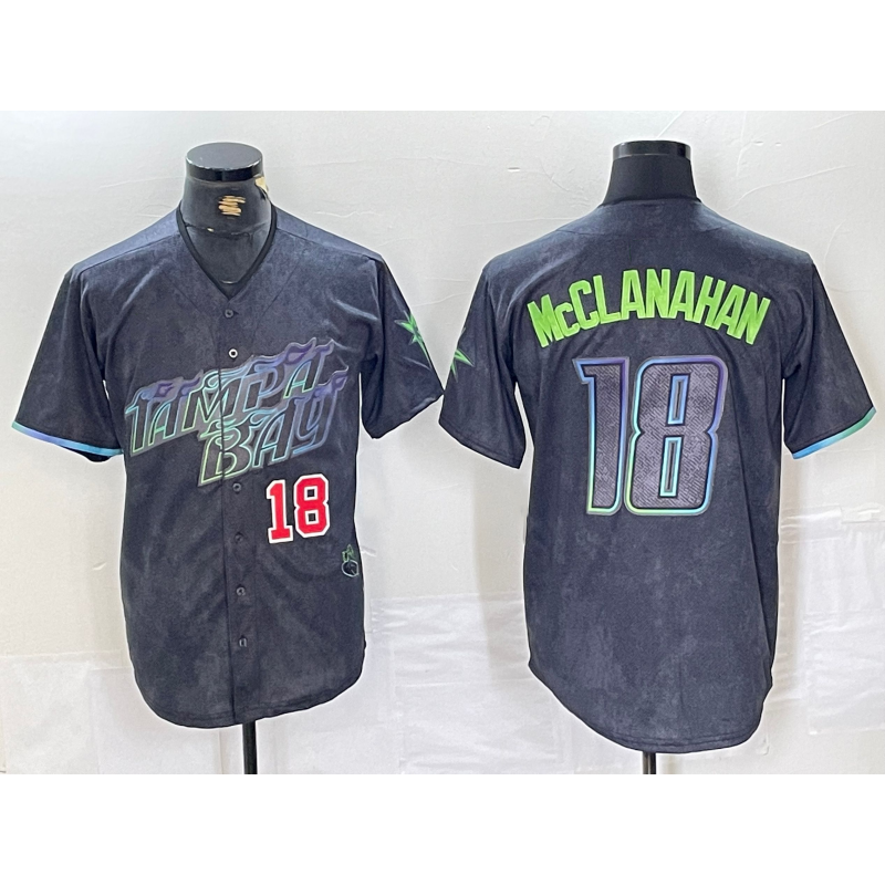 Boles Tampa Bay Rays #18 Shane McClanahan Number Charcoal  2024 City Connect Limited Stitched Jerseys