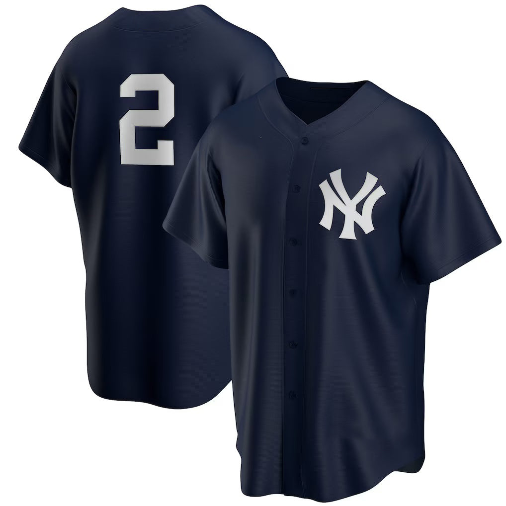 Boles  New York Yankees #2 Derek Jeter Navy  Alternate Replica Player Jersey