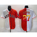 Boles Houston Astros #27 Jose Altuve White Orange  Split Stitched Jersey
