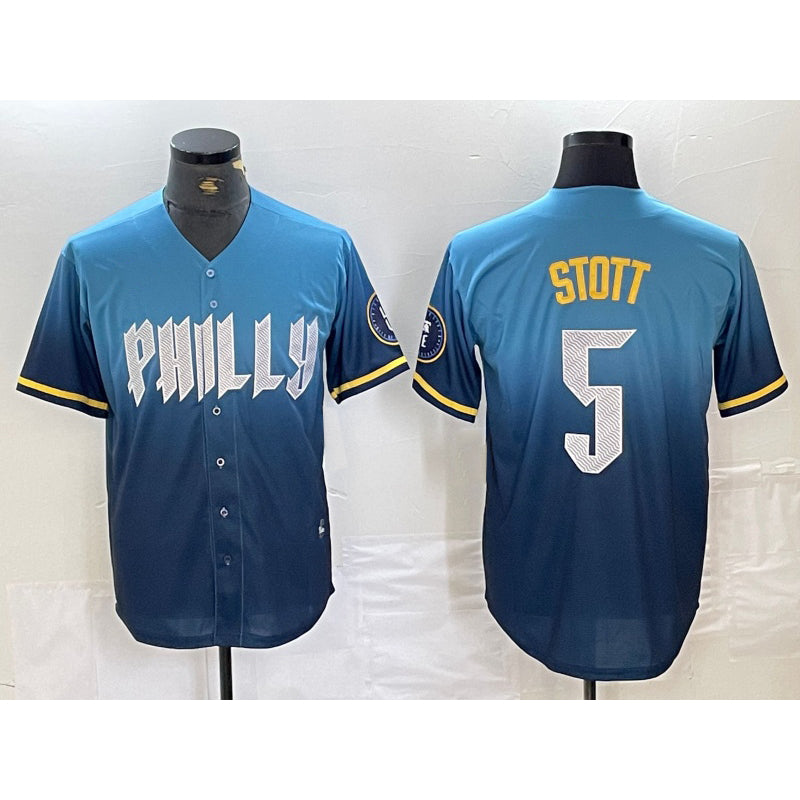 Boles  Philadelphia Phillies #5 Bryson Stott Blue  2024 City Cool Base Stitched Jersey