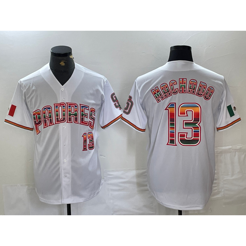 Boles  San Diego Padres #13 Manny Machado Mexico White  Cool Base Stitched Jersey
