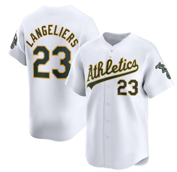 Boles  Oakland Athletics  #23 Shea Langeliers White  Home Limited Stitched Jersey