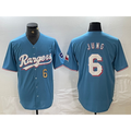 Boles Texas Rangers #6 Josh Jung Number Light Blue  Team Logo Cool Base Jersey