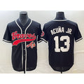 Boles Atlanta Braves #13 Ronald Acuna Jr Black  Cool Base Stitched Jersey