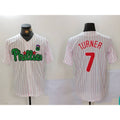Boles  Philadelphia Phillies #7 Trea Turner White Green  Cool Base Stitched Jersey 2