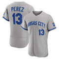 Boles  Kansas City Royals #13 Salvador Perez Grey  Flex Base Stitched Jersey