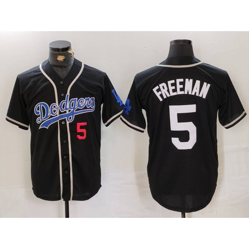 Boles Los Angeles Dodgers #5 Freddie Freeman Number Black  Cool Base With Patch Stitched Jersey 2