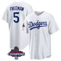 Boles Los Angeles Dodgers #5 Freddie Freeman White  2024 World Series Champions Cool Base Stitched Jersey