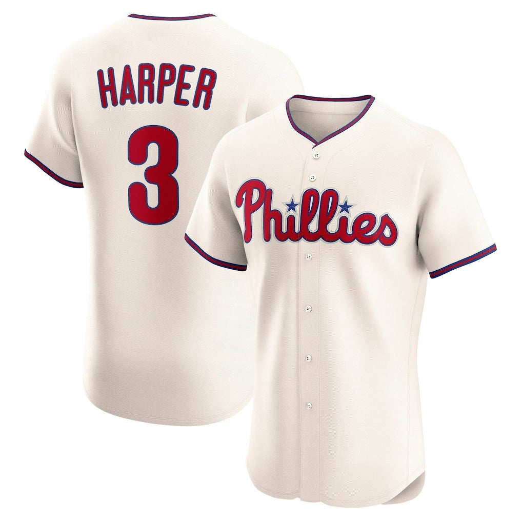 Boles  Philadelphia Phillies #3 Bryce Harper Cream  Alternate 2 Elite Jersey