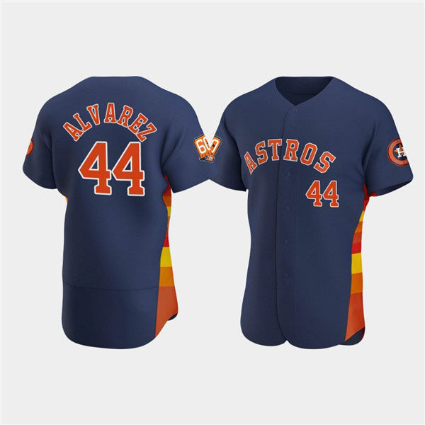 Boles Houston Astros #44 Yordan Alvarez Navy  60th Anniversary Flex Base Stitched Jersey