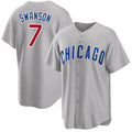 Boles  Chicago Cubs #7 Dansby Swanson Gray  Cool Base Stitched Jersey