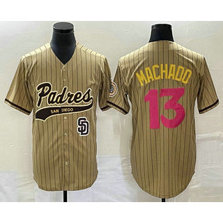 Boles  San Diego Padres #13 Manny Machado Tan  Pinstripe 2023 City Connect Cool Base Stitched Jersey