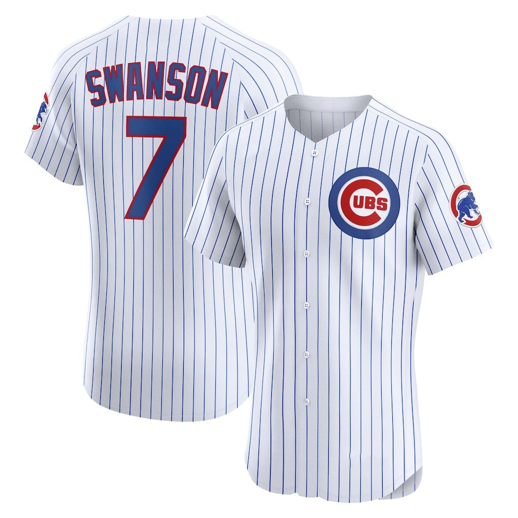 Boles  Chicago Cubs #7 Dansby Swanson White  Home Elite Jersey