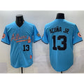 Boles Atlanta Braves #13 Ronald Acuna Jr. Blue  2024 Atliens & Peach With Outkast Patch Vapor Limited Stitched Jersey