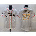 Boles Houston Astros #27 Jose Altuve 2023 White Gold  World Serise Champions Patch Flex Base Stitched Jersey
