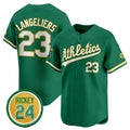 Boles  Oakland Athletics  #23 Shea Langeliers Green  2024 Limited With Rickey Henderson Patch Stitched Jersey
