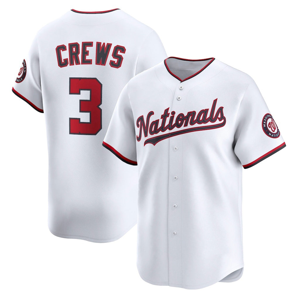 Boles  Washington Nationals #3 Dylan Crews White  Home Limited Player Jersey