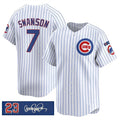 Boles  Chicago Cubs #7 Dansby Swanson White  Pinstripe 'Ryne Sandberg Tribute' Vapor Limited V3 Stitched Jersey