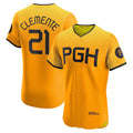 Boles  Pittsburgh Pirates #21 Roberto Clemente Gold  City Connect Elite Player Jersey