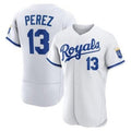 Boles  Kansas City Royals #13 Salvador Perez White  Flex Base Stitched Jersey