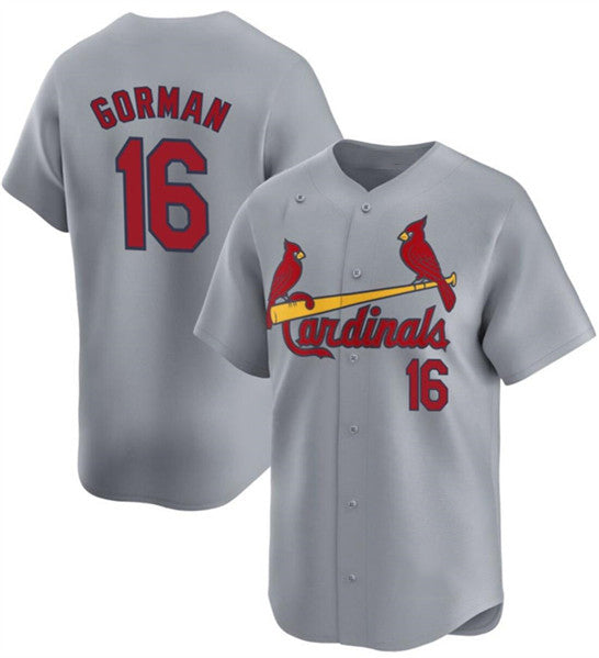 Boles St. Louis Cardinals #16 Nolan Gorman Gray  2024 Away Limited Stitched Jersey