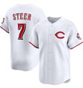 Boles Cincinnati Reds #7 Spencer Steer White  2025 Home Limited Stitched Jersey