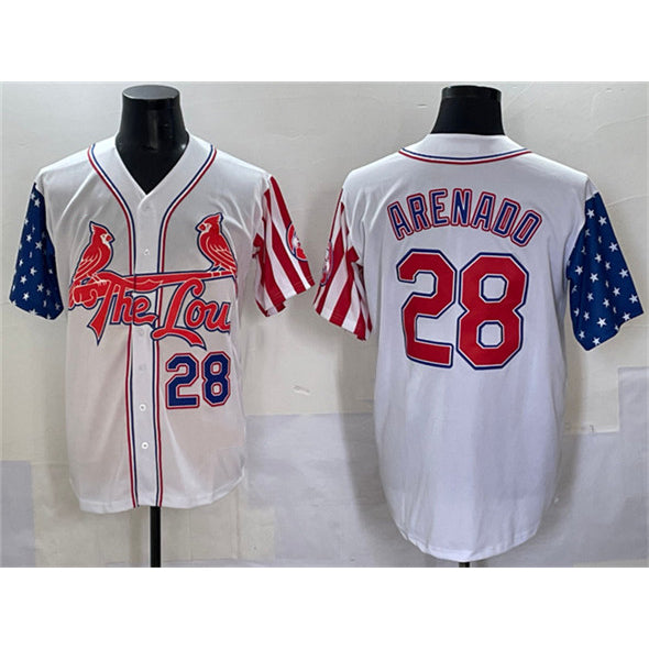 Boles St. Louis Cardinals #28 Nolan Arenado White  Independence Day Vapor Premier Limited Stitched Jersey