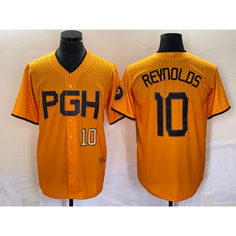 Boles  Pittsburgh Pirates #10 Bryan Reynolds Number Gold  2023 City Connect Stitched Jersey