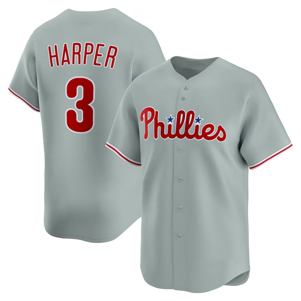 Boles  Philadelphia Phillies #3 Bryce Harper Gray  Road Limited Player Jersey