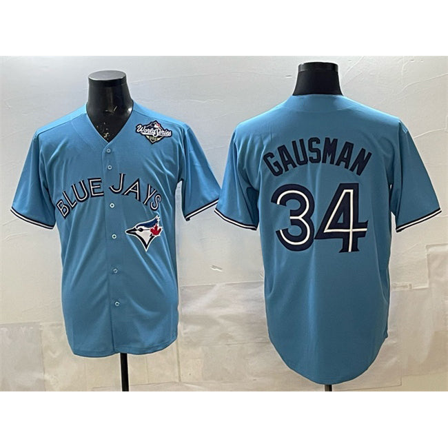 Boles  Toronto Blue Jays #34 Kevin Gausman Blue  2025 World Series Cool Base Stitched Jersey