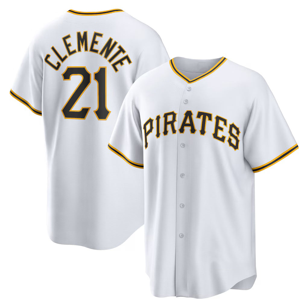 Boles  Pittsburgh Pirates #21 Roberto Clemente White  Home Replica Player Name Jersey