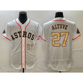 Boles Houston Astros #27 Jose Altuve Number 2023 White  Gold World Serise Champions Patch Flex Base Stitched Jersey 3