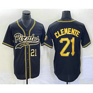 ittsburgh Pirates #21 Roberto Clemente Number Black  Cool Base Stitched Jersey