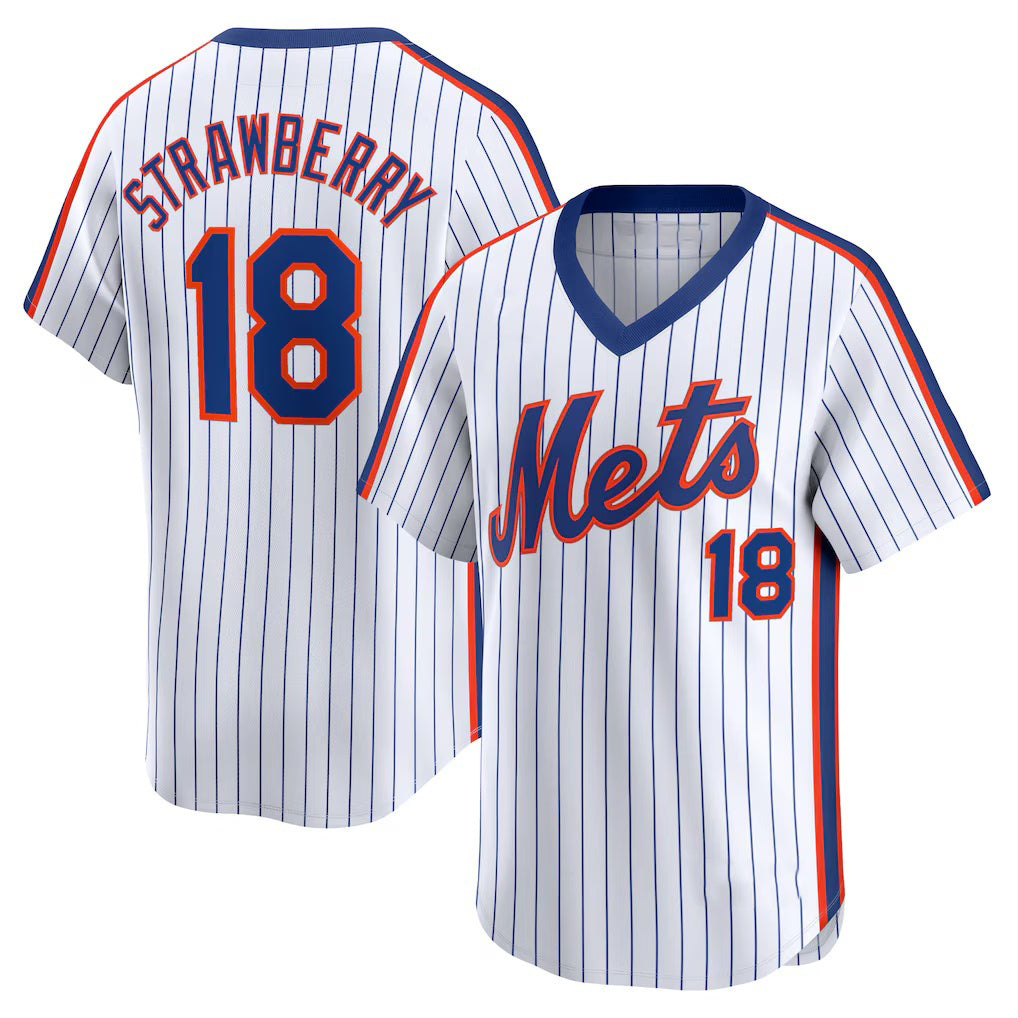 Boles  New York Mets #18 Darryl Strawberry Navy  Throwback Cooperstown Limited Jersey