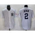 Boles  New York Yankees #2 Derek Jeter Name White  With Patch 2024 Cool Base Stitched Jersey