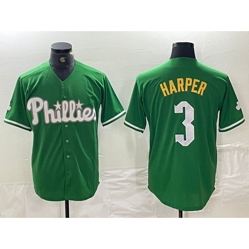 Boles  Philadelphia Phillies #3 Bryce Harper Green  2024 City Connect Stitched Jersey