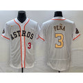 Boles Houston Astros #3 Jeremy Pena Number 2023 White Gold  World Serise Champions Patch Flex Base Stitched Jersey