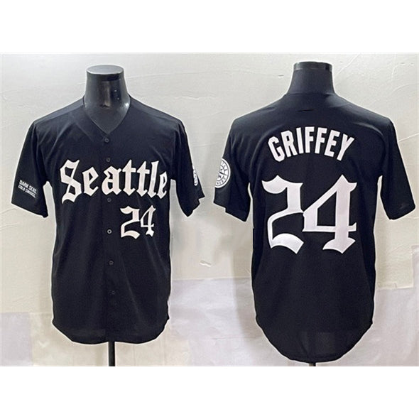 Boles Seattle Mariners #24 Ken Griffey Jr. Black  'Deep Sea Gothic Edition' Vapor Premier Limited Stitched Jersey