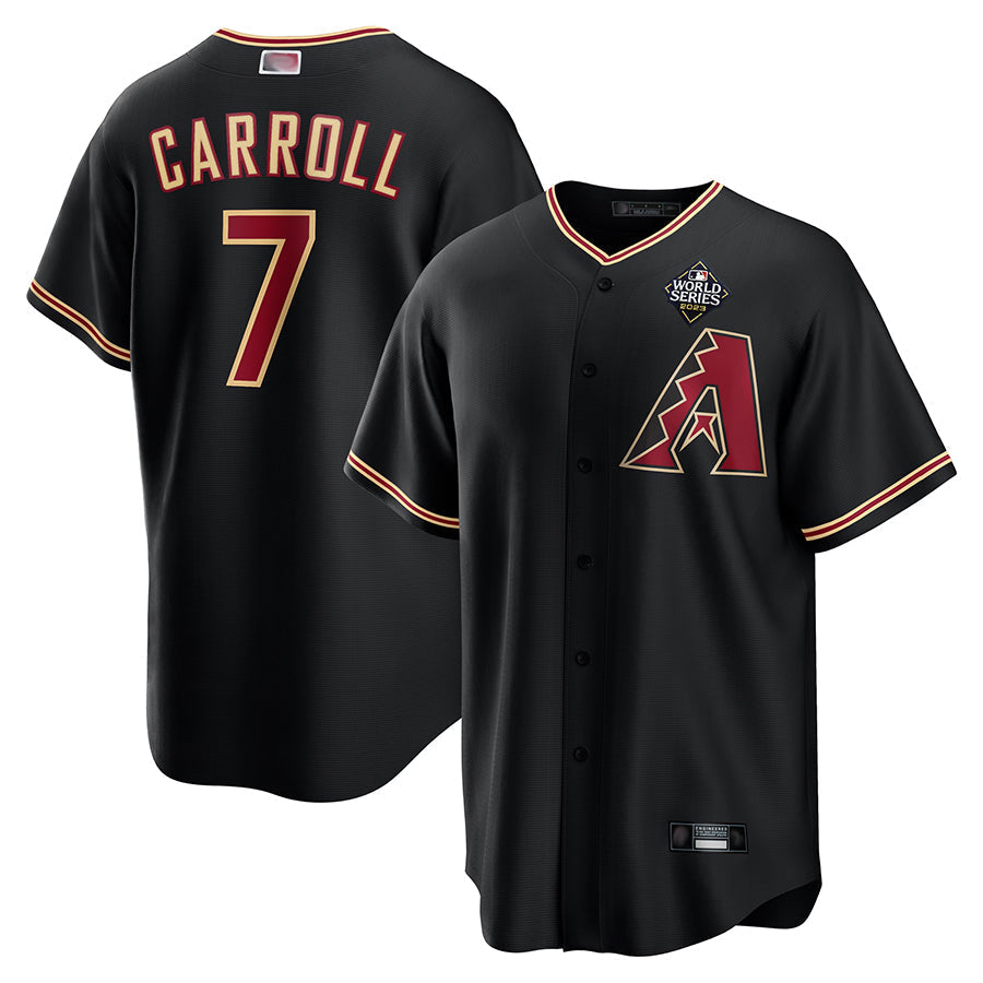 Boles A.Diamondbacks #7 Corbin Carroll Player Black World Series Replica Personalized Stitched Jerseys
