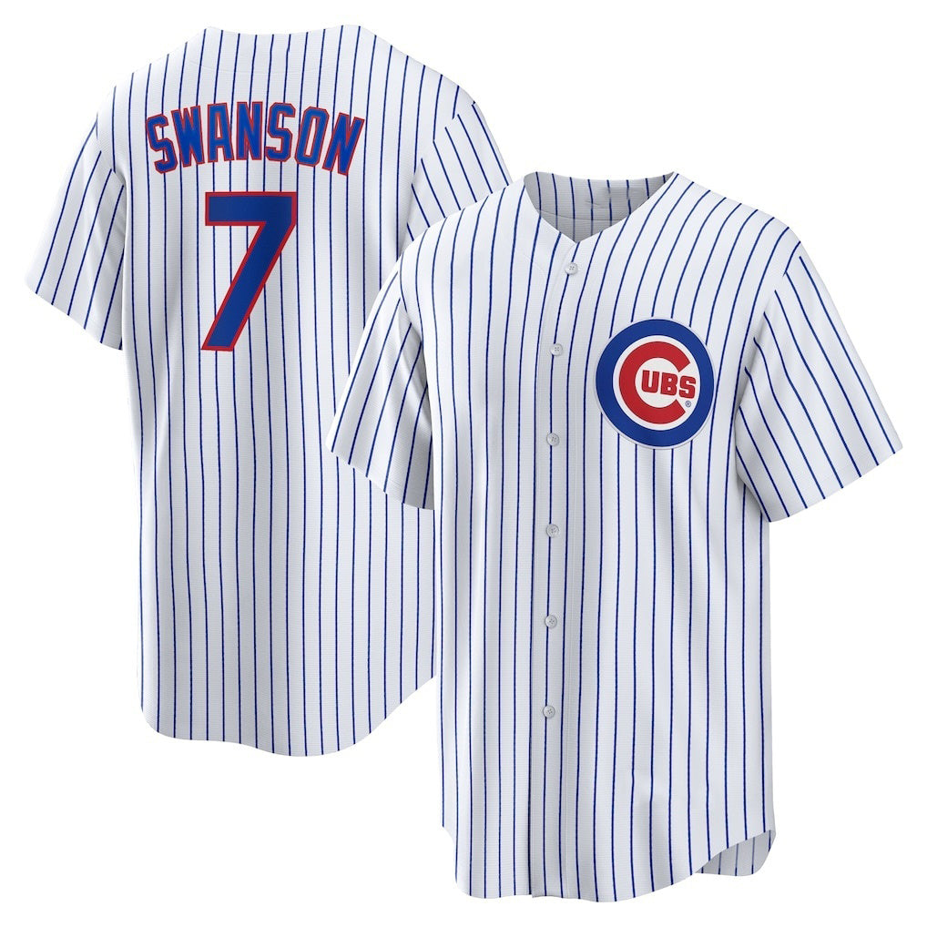 Boles  Chicago Cubs #7 Dansby Swanson White  Replica Player Jersey