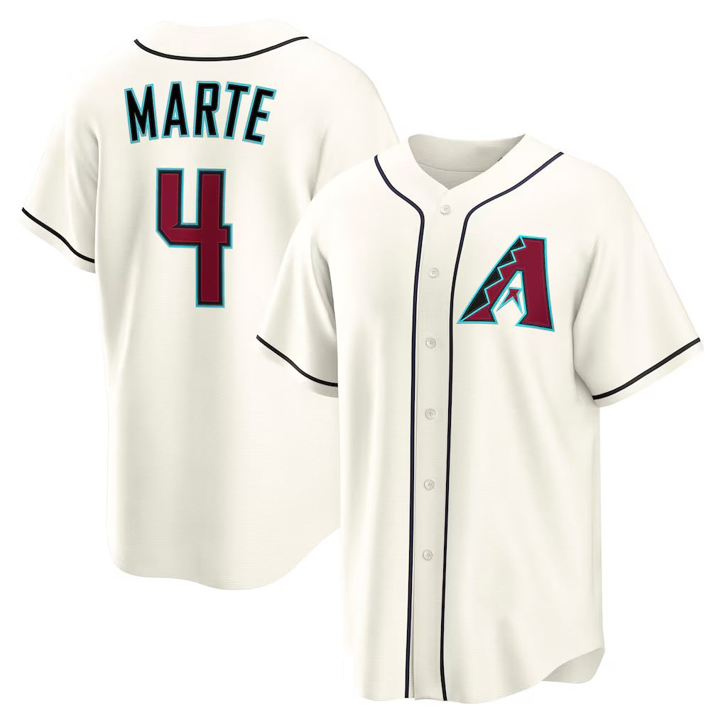 Boles  Arizona Diamondbacks #4 Ketel Marte Cream  Home Replica Jersey