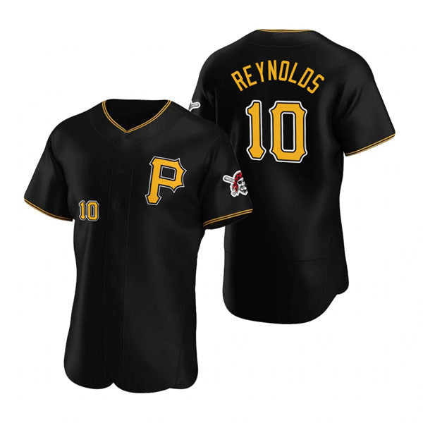 Boles  Pittsburgh Pirates #10 Bryan Reynolds Black  Alternate Team Logo P Flex Base Jersey
