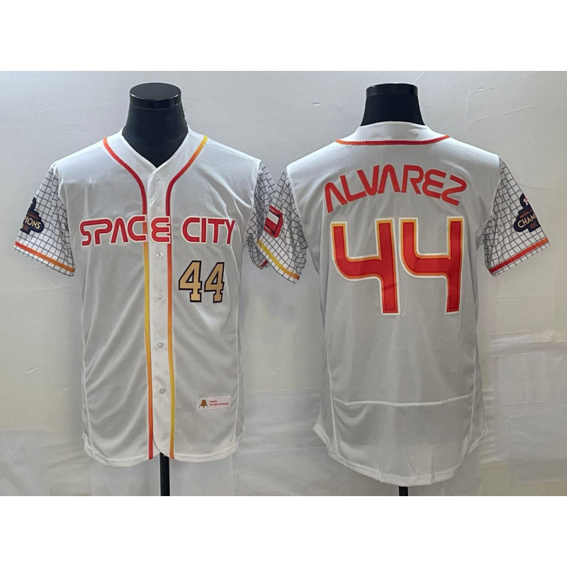 Boles Houston Astros #44 Yordan Alvarez Number White  2023 City Connect Flex Base Stitched Jersey 3
