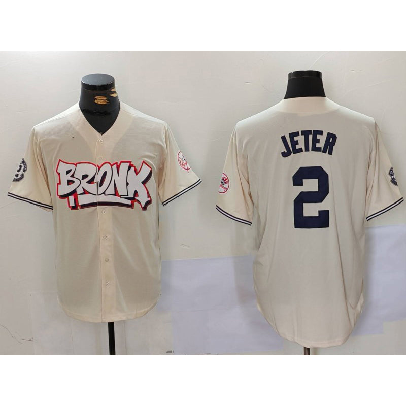 Boles  New York Yankees #2 Derek Jeter Cream  Limited Stitched Jersey 2