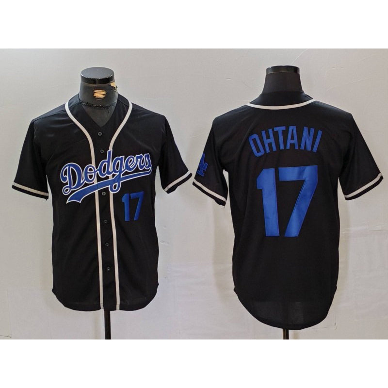 Boles Los Angeles Dodgers #17 Shohei Ohtani Number Black  Cool Base With Patch Stitched Jerseys