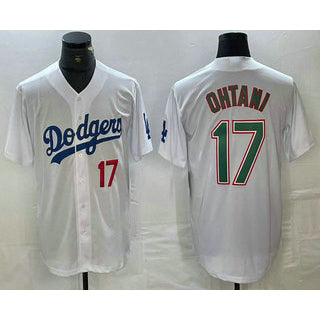 Boles Los Angeles Dodgers #17 Shohei Ohtani Number White Green  Stitched Cool Base Jersey 2