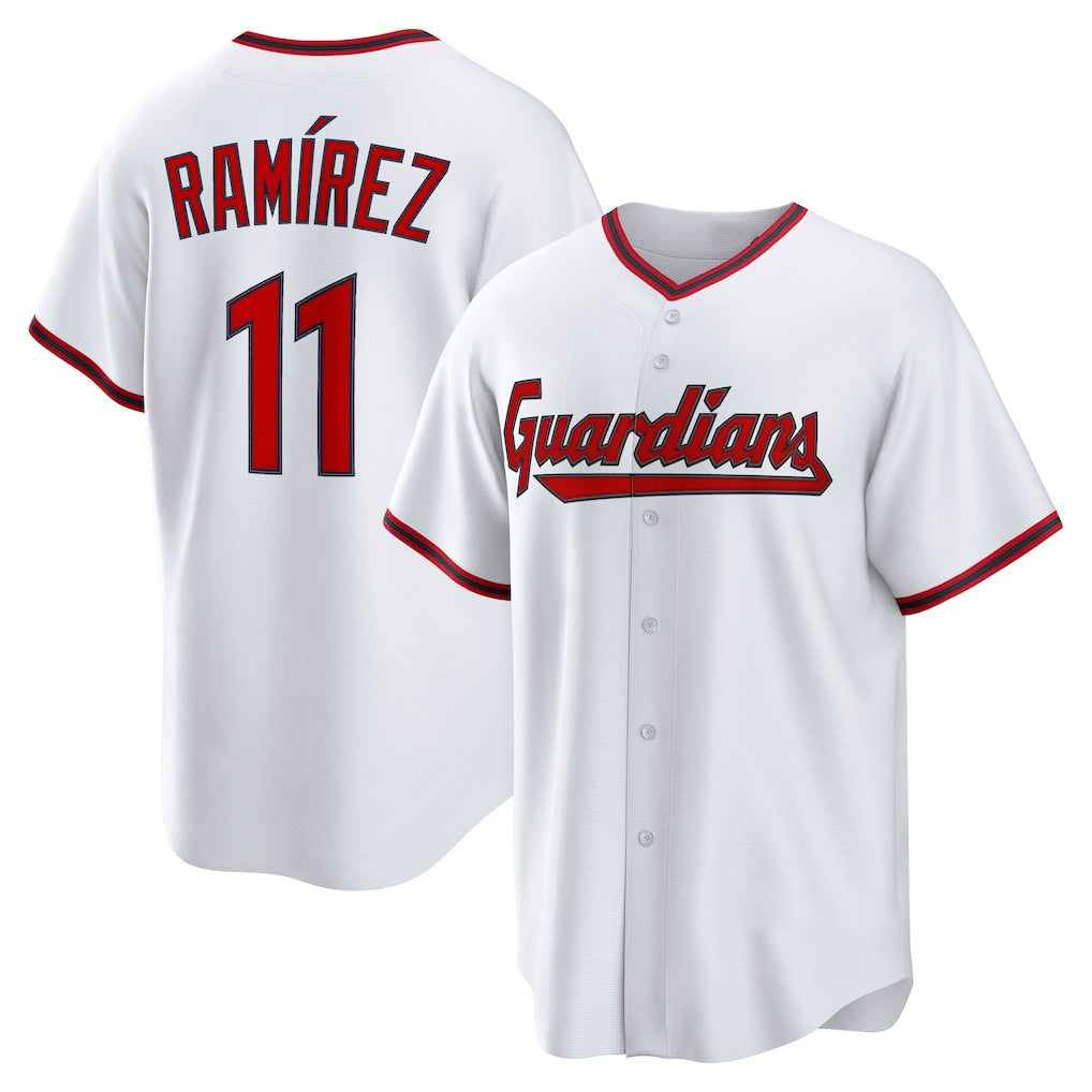 Boles  Cleveland Guardians #11 Jos¨¦ Ram¨ªrez White  Home Replica Jersey